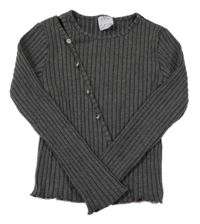 Šedý žebrovaný svetr s knoflíčky Zara