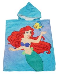 Azurovo-modré froté osuškové pončo s Ariel a kapucí Disney