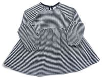 Čierno-sivo-biele kockované krepové šaty Next