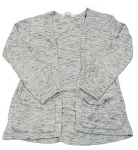 Bielo-svetlošedá -čierno-strieborný melírovaný svetrový cardigan H&M