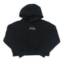 Čierna oversize crop mikina s nápismi a kapucňou M&S