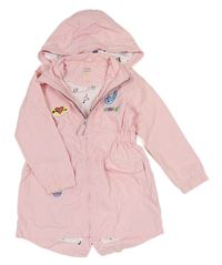 Světlerůžová podzimní parka s nášivkami a kapucí Kiki&Koko