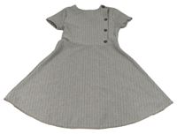 Smetanovo-černo-hnědé vzorované šaty s knoflíky ZARA