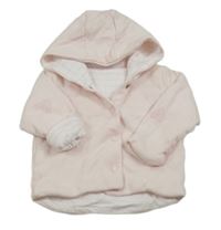 Světlerůžový zateplený kabátek so srdiečkami a kapucňou Mothercare