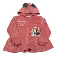 Jahodová plyšová prepínaci mikina s Minnie a kapucňou Disney