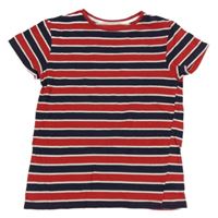 Červeno-tmavomodro-bílé pruhované tričko PRIMARK
