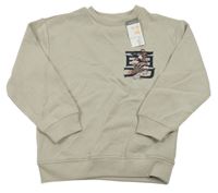 Nové - béžovošedá mikina s čínským drakom PRIMARK