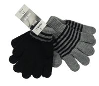 Nové - 2x - Prstové rukavice s pruhy - černé, šedé melírované PEP&CO