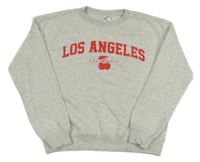 Svetlosivá melírovaná mikina s nápisom a třešničkami anko