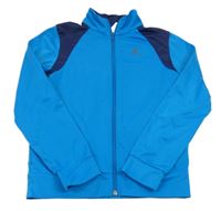 Modro-tmavomodrá funkčná športová prepínaci mikina s logom Domyos