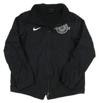 Černá kostkovaná šusťáková funkční jarní bunda se znakem Nike