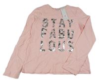 Nové - světlerůžové triko s nápisy s flitry F&F