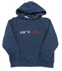 Tmavomodrá mikina s logom a vreckom a kapucňou animal