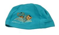 Tyrkysová koupací čepice s tygrem a listy NABAIJI