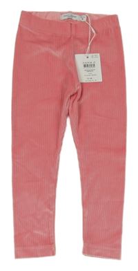 Nové - růžové žebrované plyšové legíny name it.