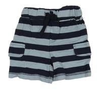 Světlemodro-tmavomodré pruhované cargo teplákové kraťasy Topomini