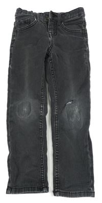 Tmavosivé skinny fit rifle s ošoupanými koleny HEMA