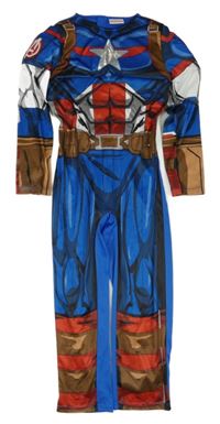 Kostým - Cobaltově modro-červeno-hnědý vycpaný overal - CAPTAIN AMERICA MARVEL