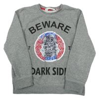 Sivá melírovaná mikina so Star Wars z překlápěcích flitrů H&M