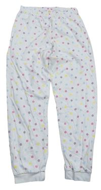 Biele pyžamové nohavice s farebnymi bodky