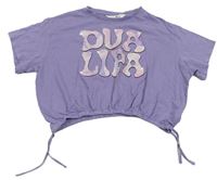 Levandulové crop tričko s nápisem - Dua Lipa H&M