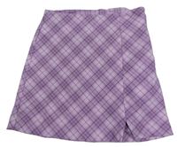 Lila-hnedá kockovaná sukňa H&M