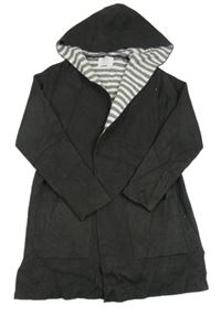 Antracitový svetrový cardigan s kapucí Zara