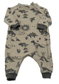 Hnědý teplákový overal s dinosaury Next