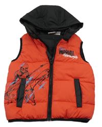 Červeno-černá šusťáková zateplená vesta se Spidermanem a kapucí Primark