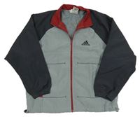 Šedo-antracitová šusťáková sportovní bunda s logem Adidas