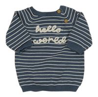 Tmavomodro-biely pruhovaný sveter s nápisom F&F