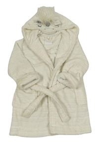 Bílý žebrovaný chlupatý župan s kapucí - jednorožec Next