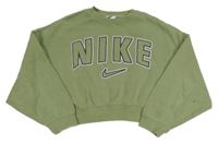 Khaki crop mikina s logem Nike