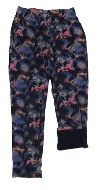 Tmavomdoro-růžové vzorované teplé legíny GAP