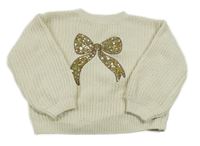 Béžový sveter s mašlí z flitrů H&M