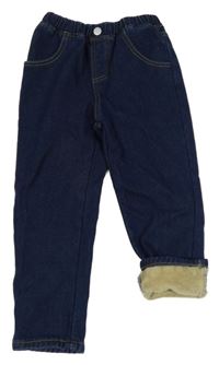 Tmavomodré zateplené jogger rifle