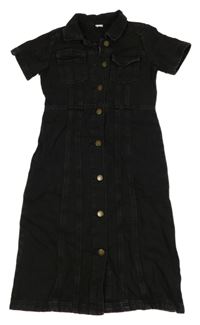 Černé riflové propínací košilové šaty Next