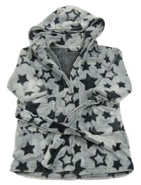 Šedý chlupatý župan s hvězdami a kapucí Next