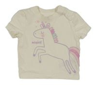 Smotanové tričko s jednorožcom Primark