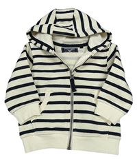 Smetanovo-černá pruhovaná propínací mikina s kapucí Next