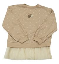 Hnedá mikina so srdiečkami a ježkom Sinsay