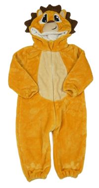 Kostým - Hořčicová chlupatá kombinéza s kapucí - lev