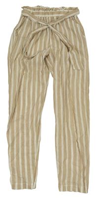 Béžovo-smotanové pruhované ľahké nohavice s opaskom Mayoral