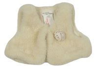 Béžová kožešinová podšitá vesta s ježkem