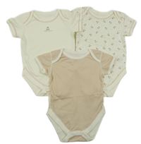 3x body - smetanovo-hnědé pruhované + smetanové s medvědem + s medvědy M&S