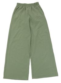 Khaki ľahké široké nohavice H&M