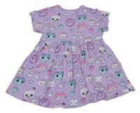 Lila bavlnené šaty s mačkami a duhami - Gabby's Dollhouse Tu