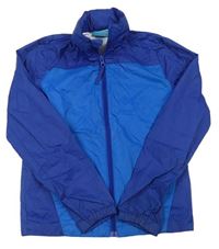 Modro-tmavomodrá šušťáková nepromokavá bunda s lgoem Mountain Warehouse