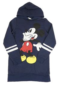 Tmavomodré teplákové šaty s Mickeym a kapucí H&M