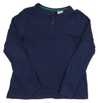 Tmavomodré pyžamové triko s knoflíky H&M